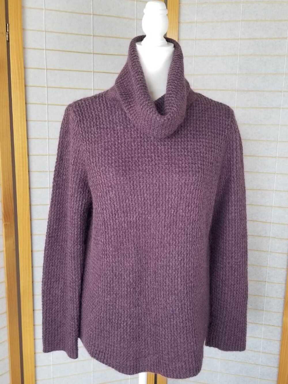 Women's Indian Hill Cowl Neck Sweater Waffle Texture Mohair Blend Made in Japan